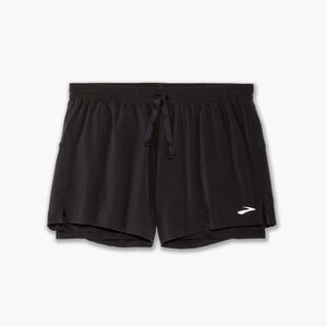 NWT Brooks Women’s Moment 5” 2-in-1 Shorts in Black in size XS